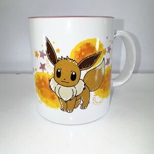 Silver Buffalo Pokemon Eevee Star Splatter Ceramic Camper Mug, 20 Oz